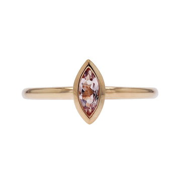 Yellow Gold Marquise Morganite Bezel Gemstone Ring - Skeie's Jewelers