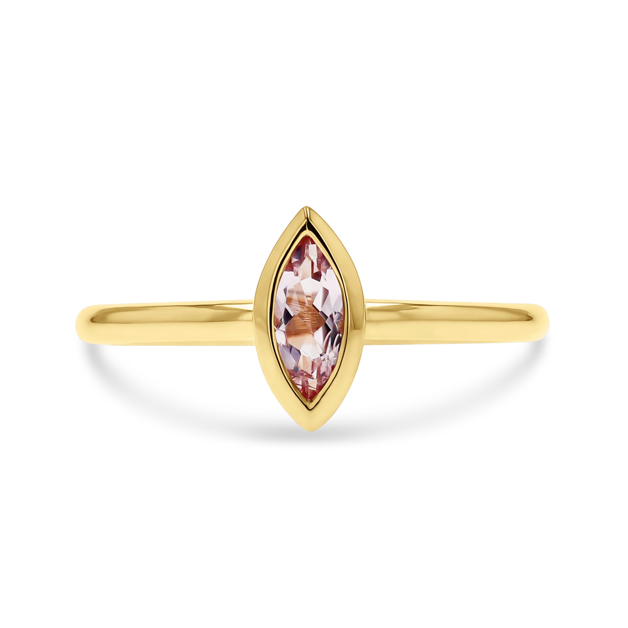 Marquis-Cut Morganite Bezel Ring - Skeie's Jewelers