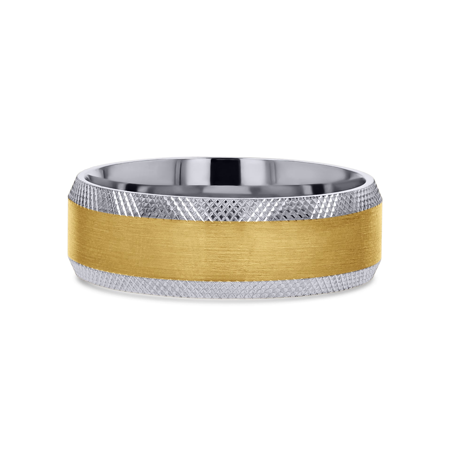 Two-Tone Gold Cross-Etched Men's Band - Skeie's Jewelers