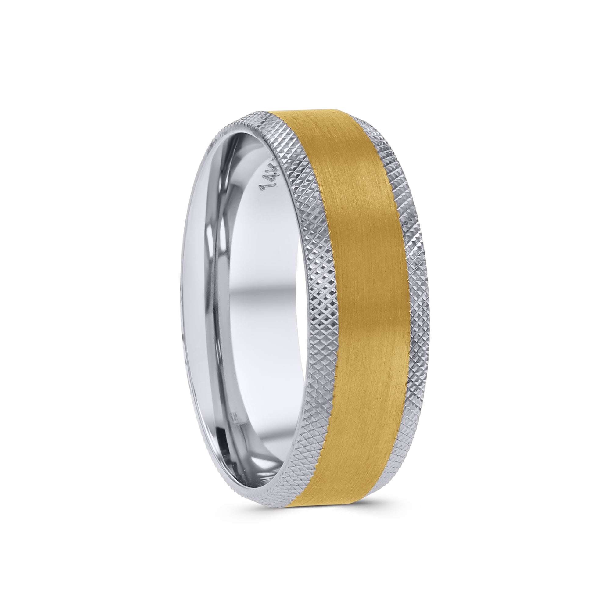 Two-Tone Gold Cross-Etched Men's Band - Skeie's Jewelers