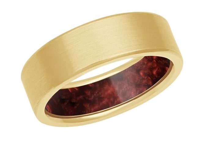 Yellow Gold and Ceramic Interior Men's Band - Skeie's Jewelers