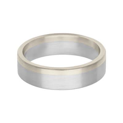 Platinum and Gold Asymetrical Inlay Men's Band - Skeie's Jewelers