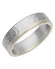 Platinum and White Gold Asymmetrical Hammered Finish Men's Band - Skeie's Jewelers