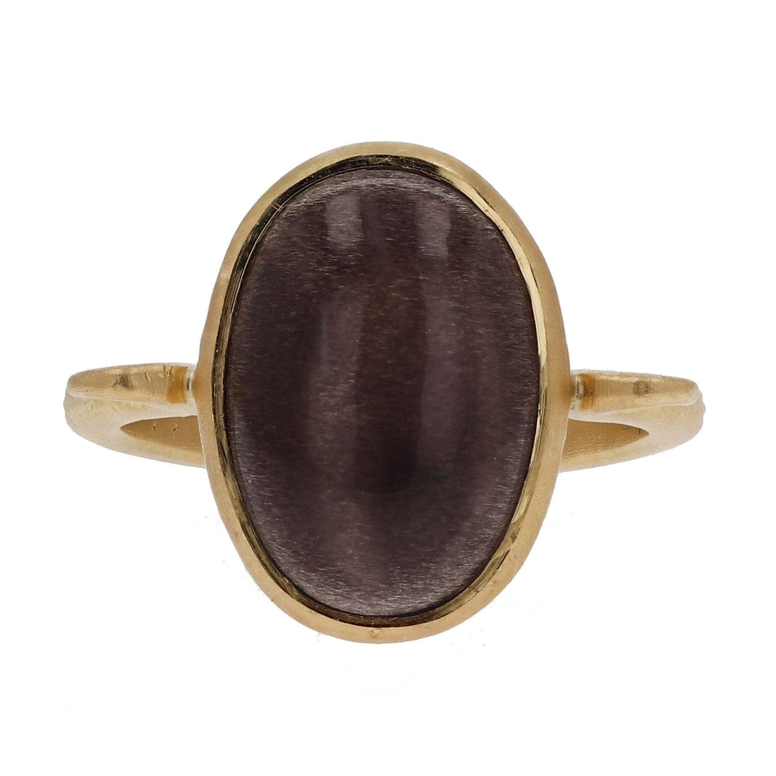 Yellow Gold Black Moonstone Dome Ring - Skeie's Jewelers