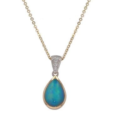 Kostbar Yellow Gold Pear Shaped Opal Pendant - Skeie's Jewelers