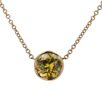 Yellow Gold Bezel Set Sphene Pendant Necklace - Skeie's Jewelers