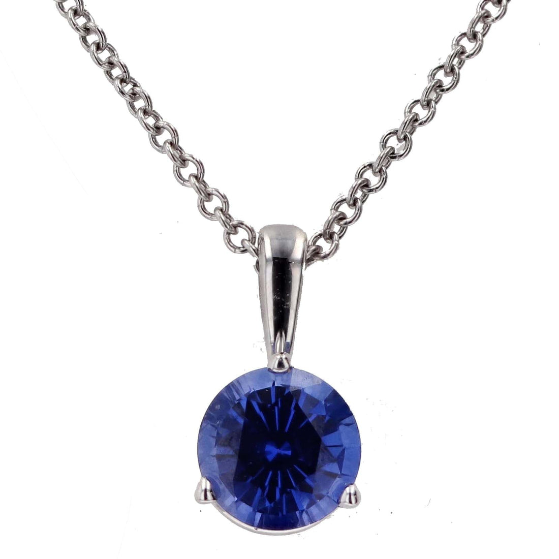 White Gold Prong Set Sapphire Pendant Necklace - Skeie's Jewelers