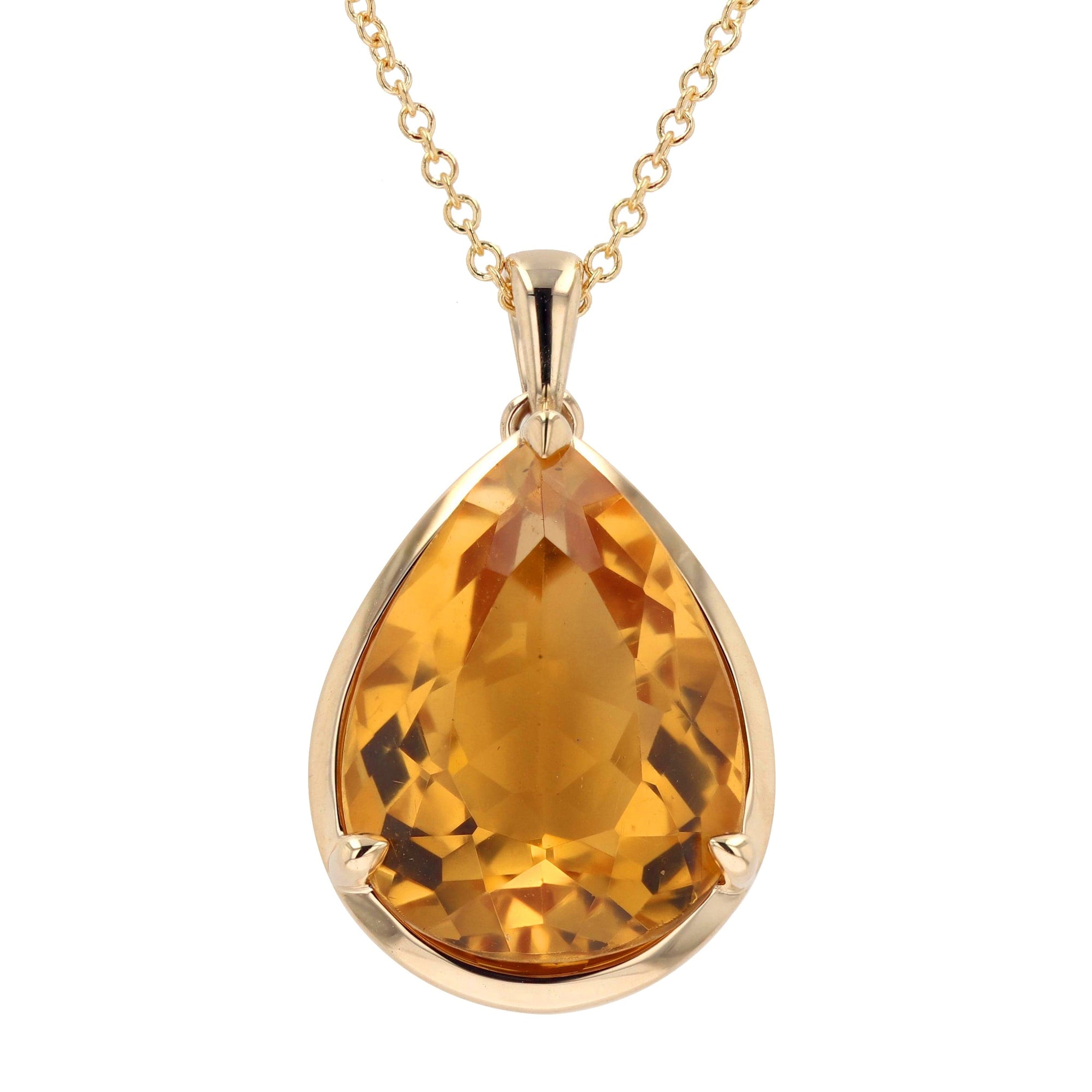 Yellow Gold Citrine Pendant Necklace - Skeie's Jewelers