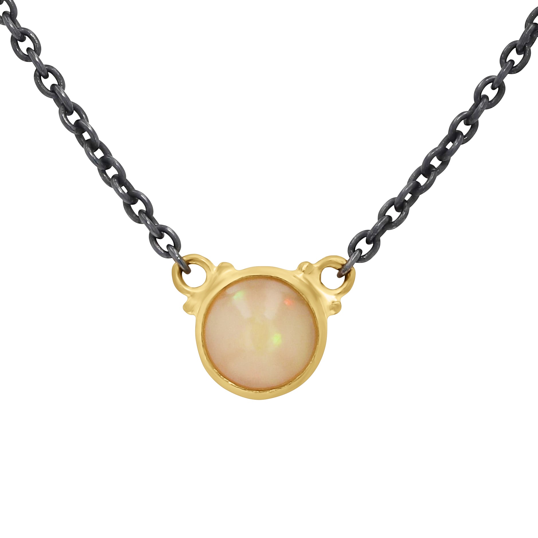 Lika Behar Oxidized Sterling Silver & Yellow Gold Opal Pendant - Skeie's Jewelers