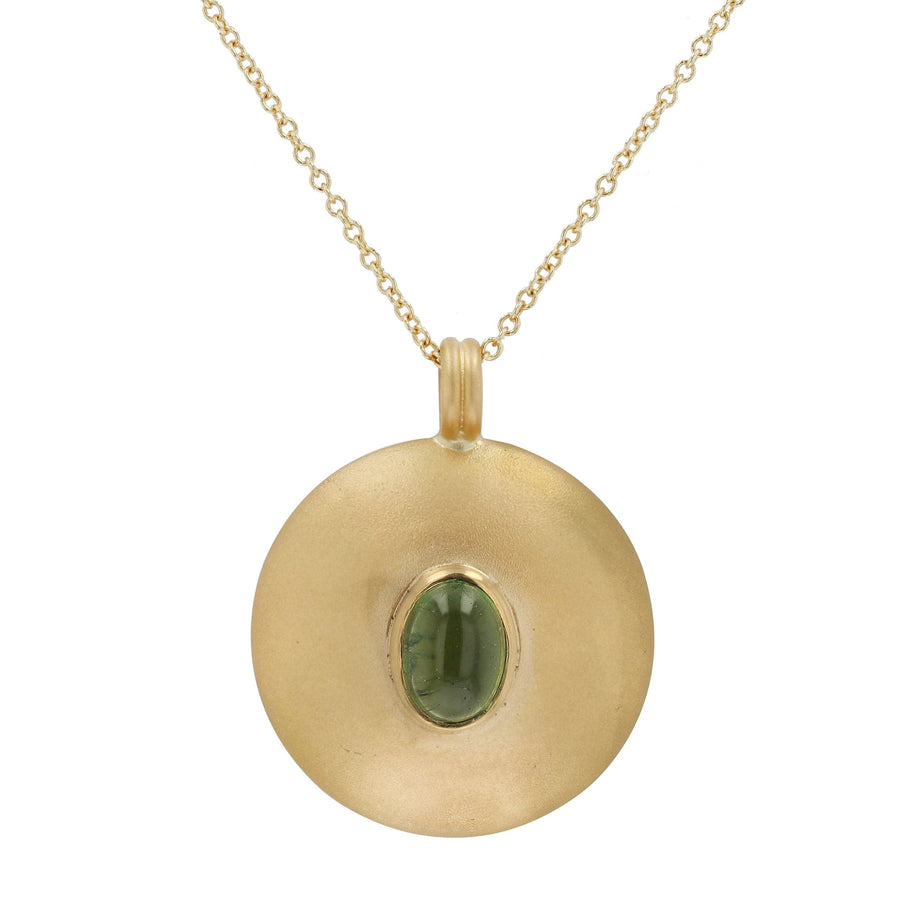 Yellow Gold Green Tourmaline Shield Pendant - Skeie's Jewelers