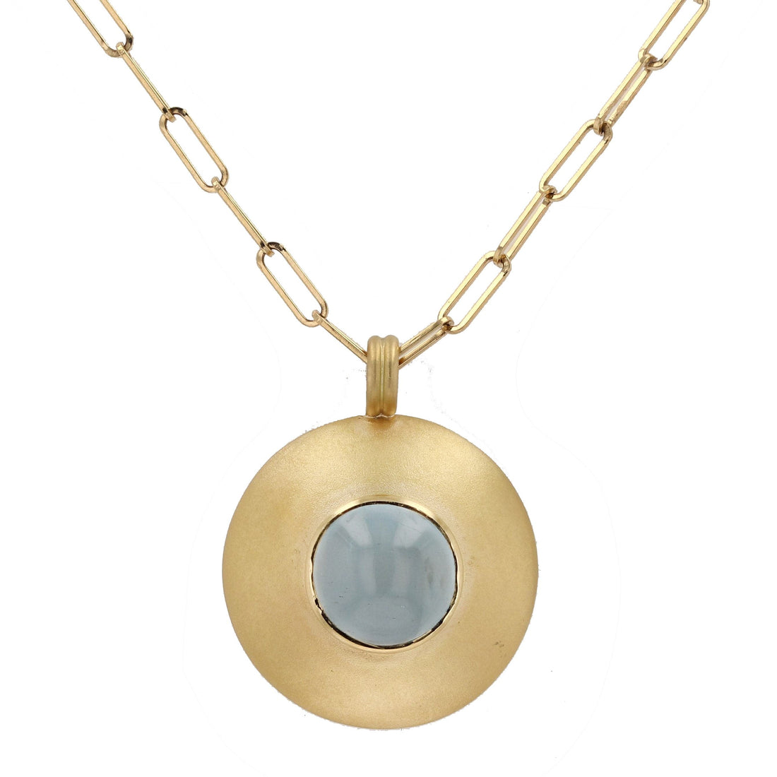 Yellow Gold Aquamarine Shield Pendant - Skeie's Jewelers
