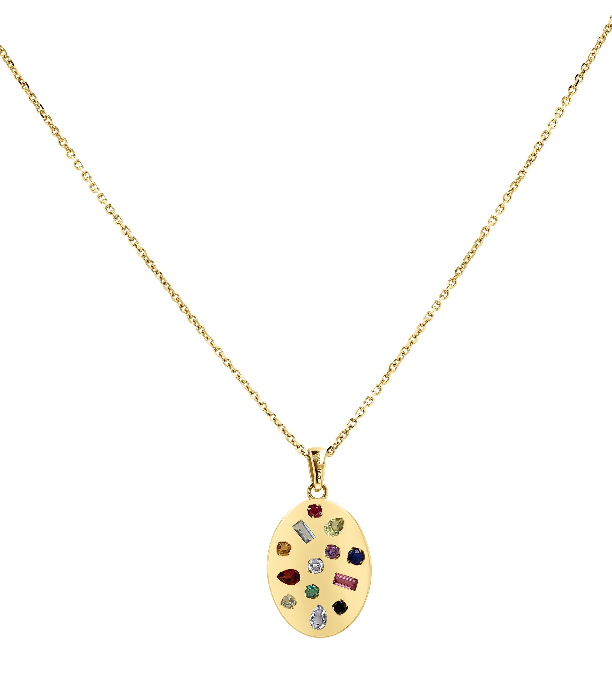 Gemstone-Studded Gold Pendant - Skeie's Jewelers