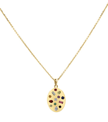 Gemstone-Studded Gold Pendant