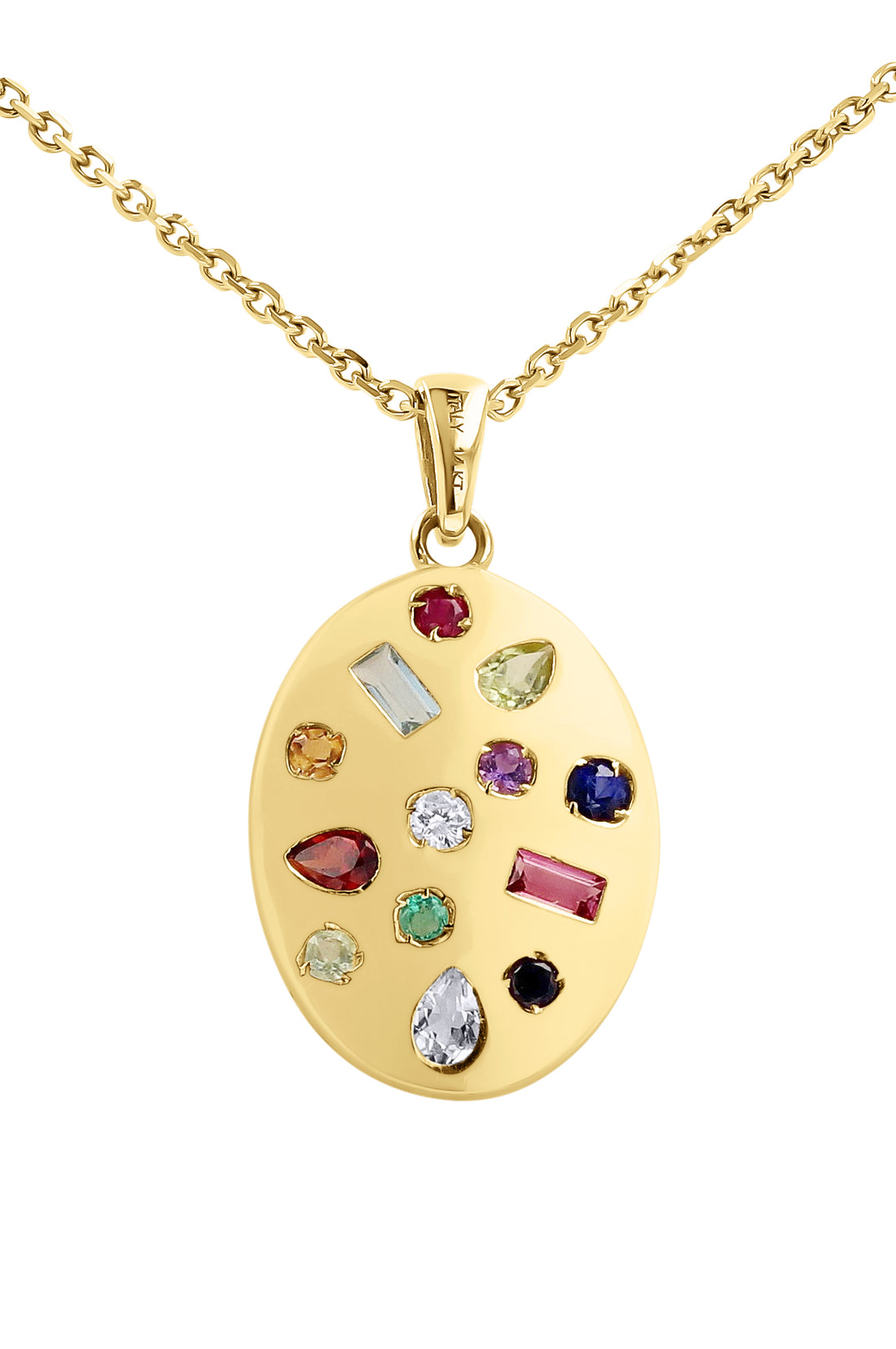 Gemstone-Studded Gold Pendant