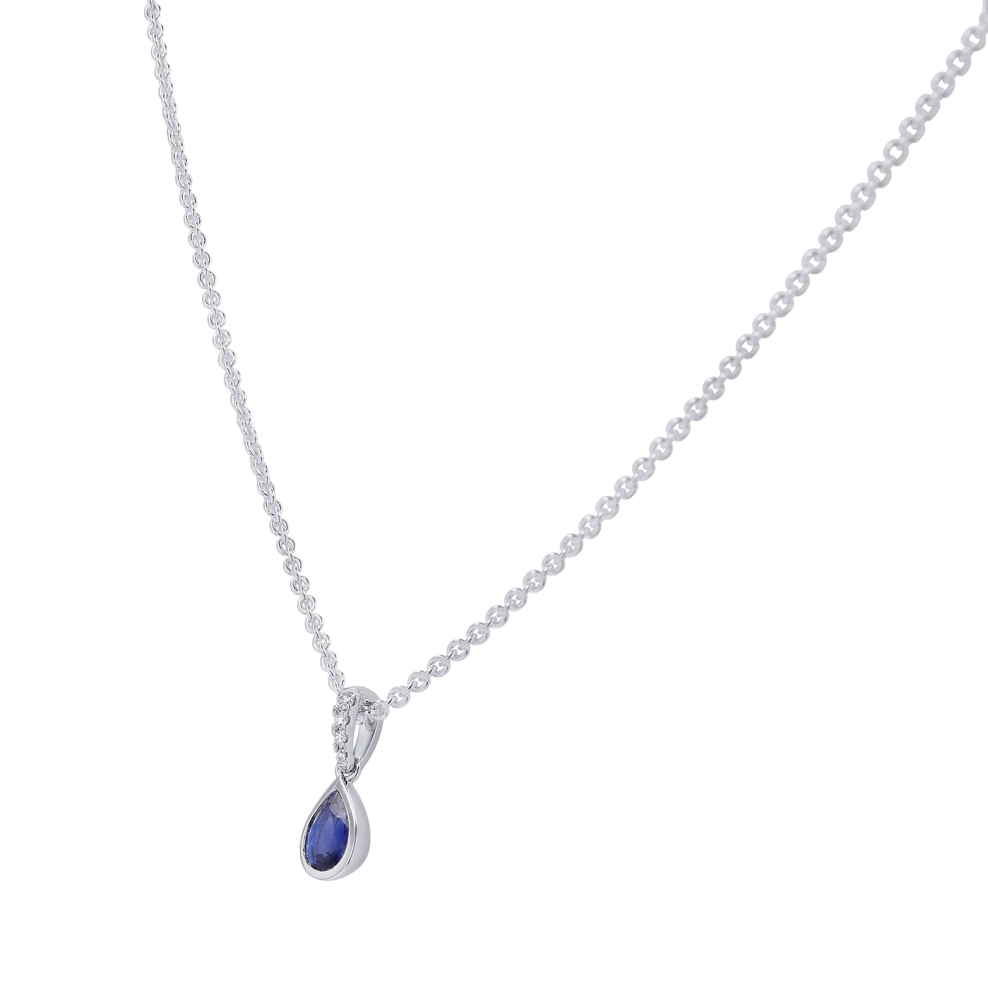 Blue Sapphire Pear-Cut Pendant Necklace - Skeie's Jewelers