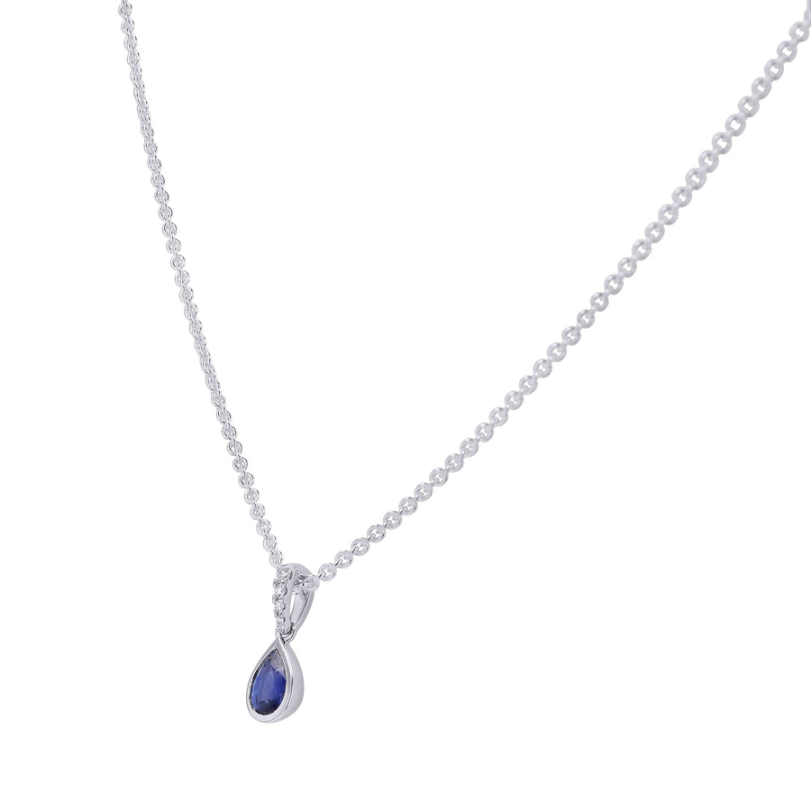 Blue Sapphire Pear-Cut Pendant Necklace