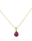 Rhodolite Garnet with Pave Diamond Pear-Cut Pendant - Skeie's Jewelers
