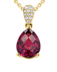 Rhodolite Garnet with Pave Diamond Pear-Cut Pendant - Skeie's Jewelers