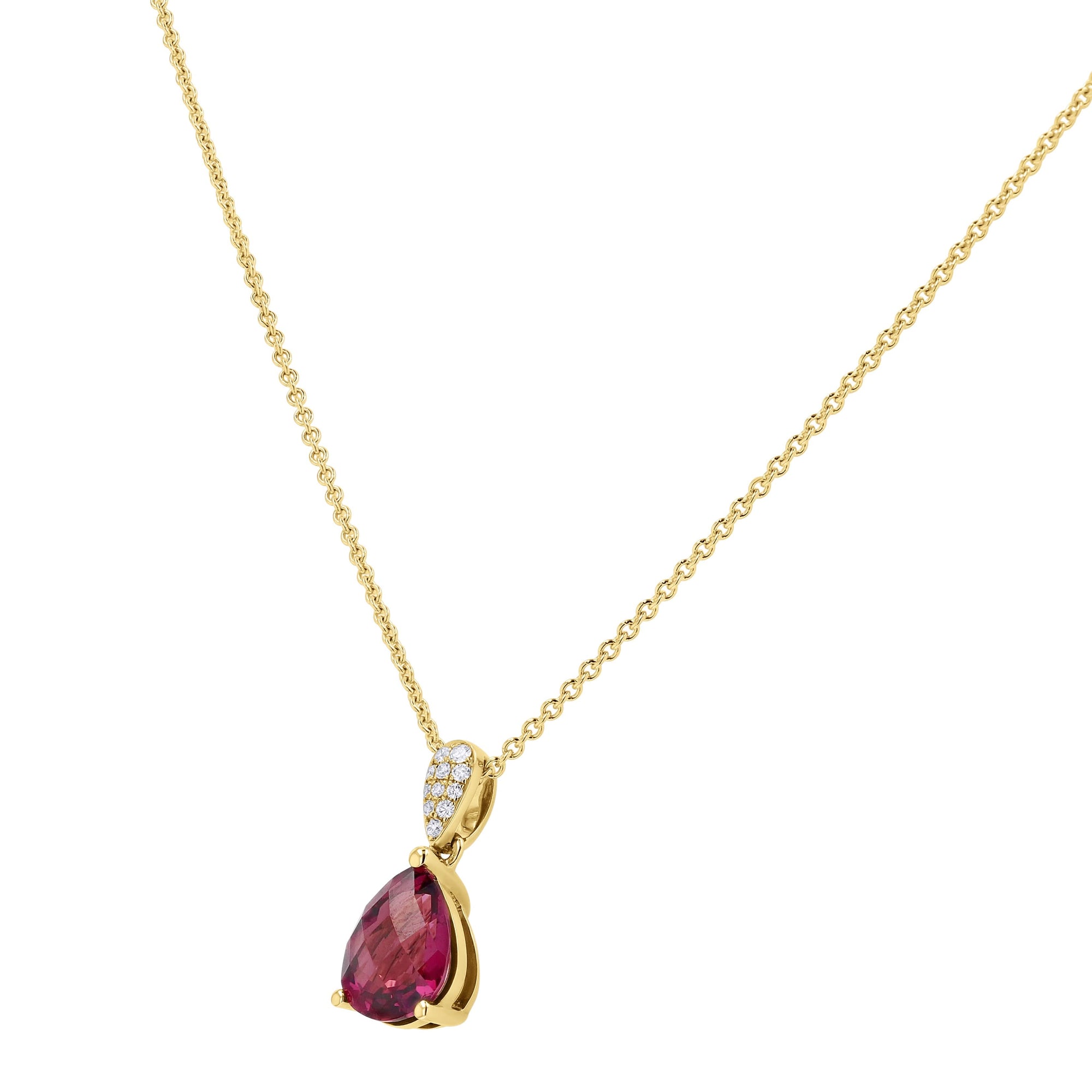 Rhodolite Garnet with Pave Diamond Pear-Cut Pendant - Skeie's Jewelers