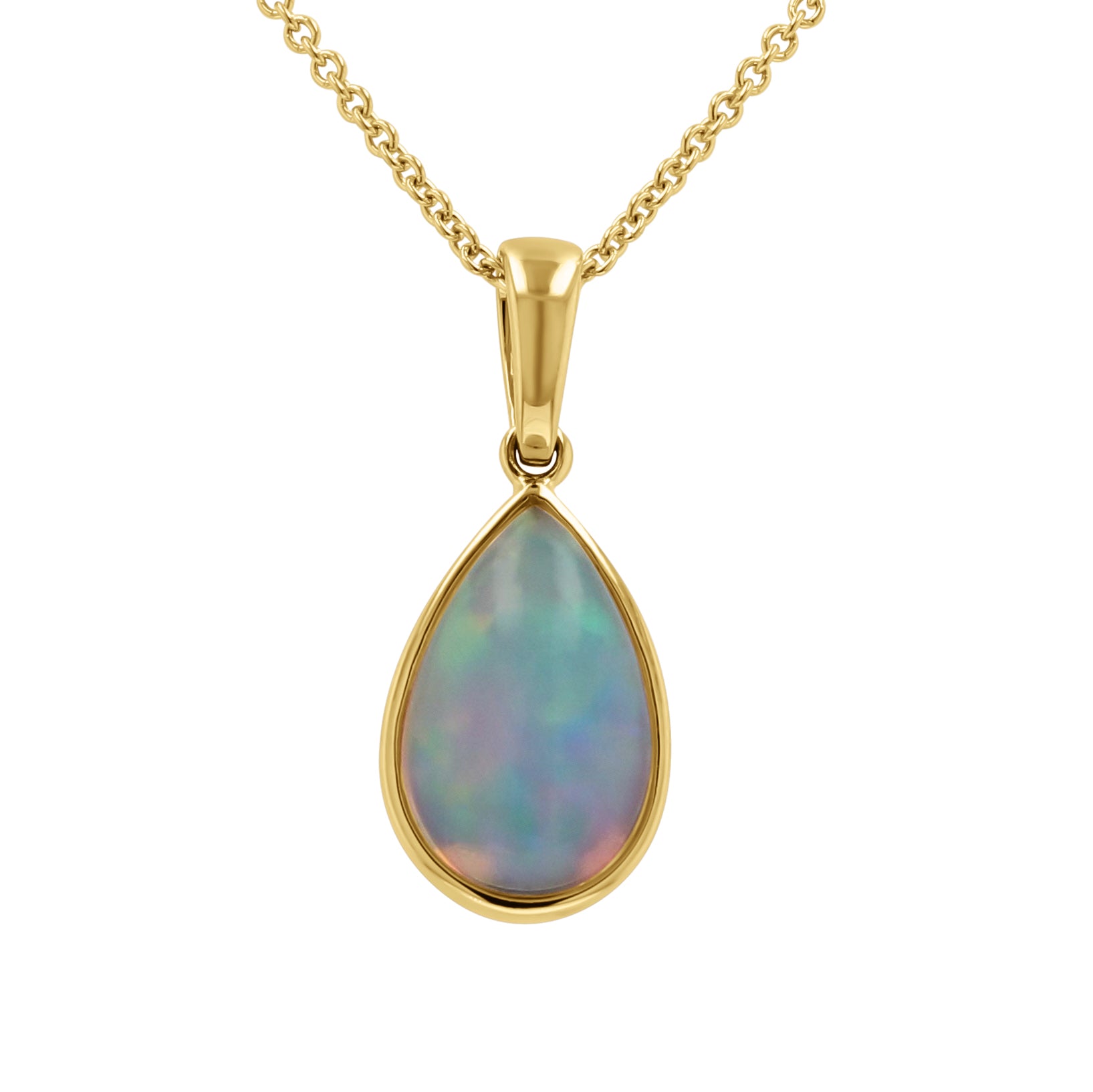 Ethiopian Opal Bezel Pendant Necklace - Skeie's Jewelers