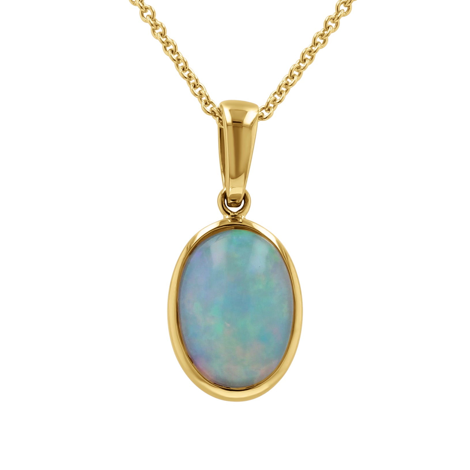 Ethiopian Opal Bezel Pendant Necklace - Skeie's Jewelers