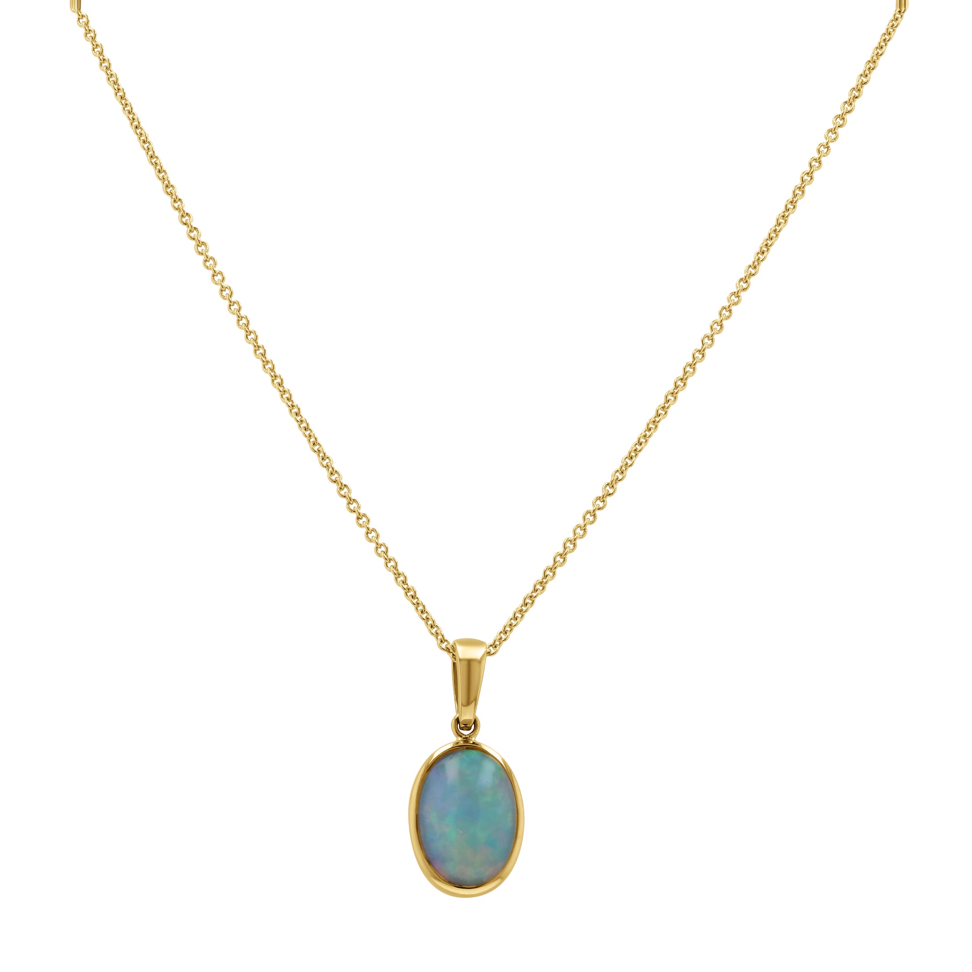 Ethiopian Opal Bezel Pendant Necklace - Skeie's Jewelers