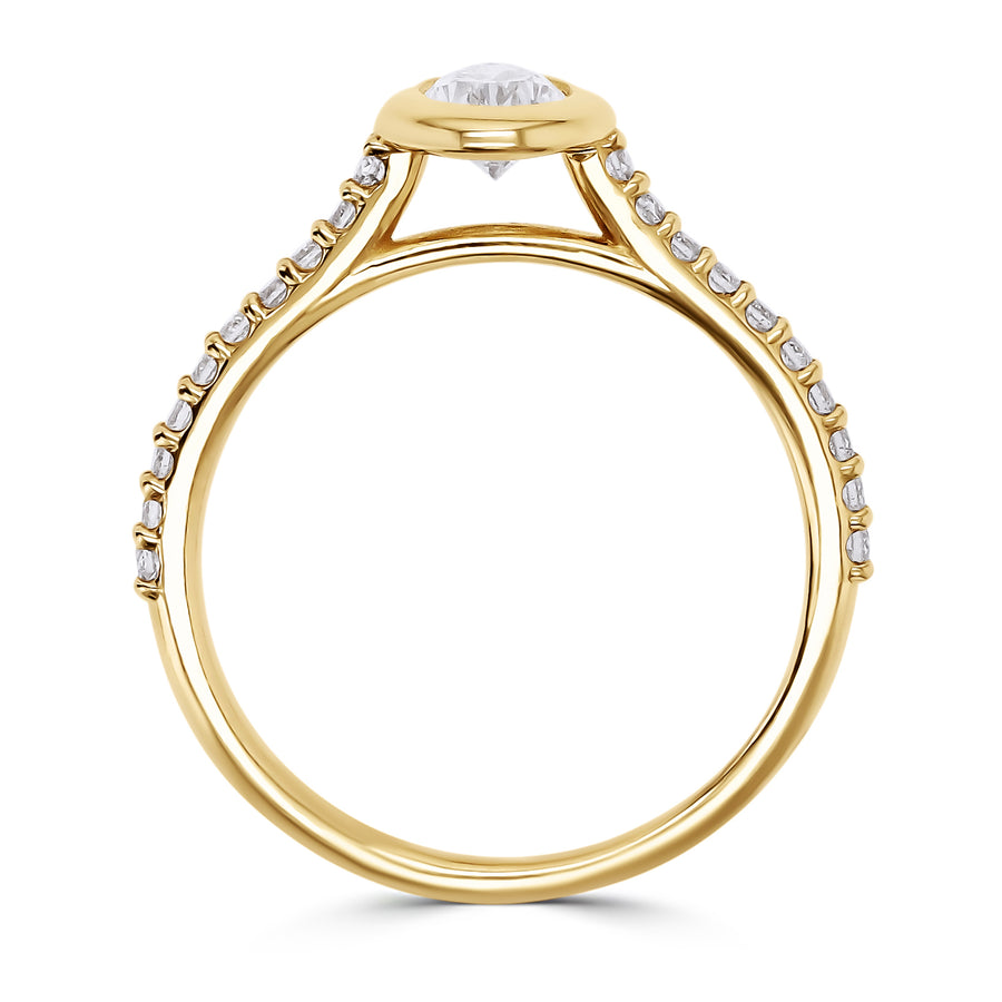 Bezel Set Pear Diamond Engagement Ring - Skeie's Jewelers