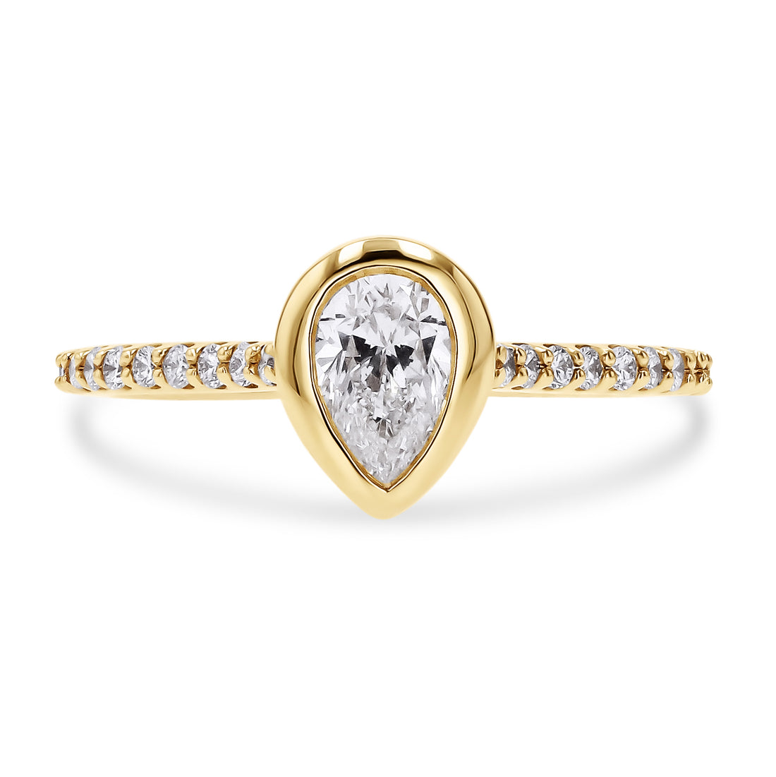 Bezel Set Pear Diamond Engagement Ring - Skeie's Jewelers