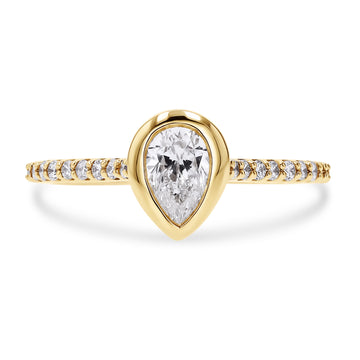 Bezel Set Pear Diamond Engagement Ring