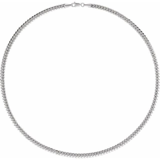 white gold chain necklace on a white background