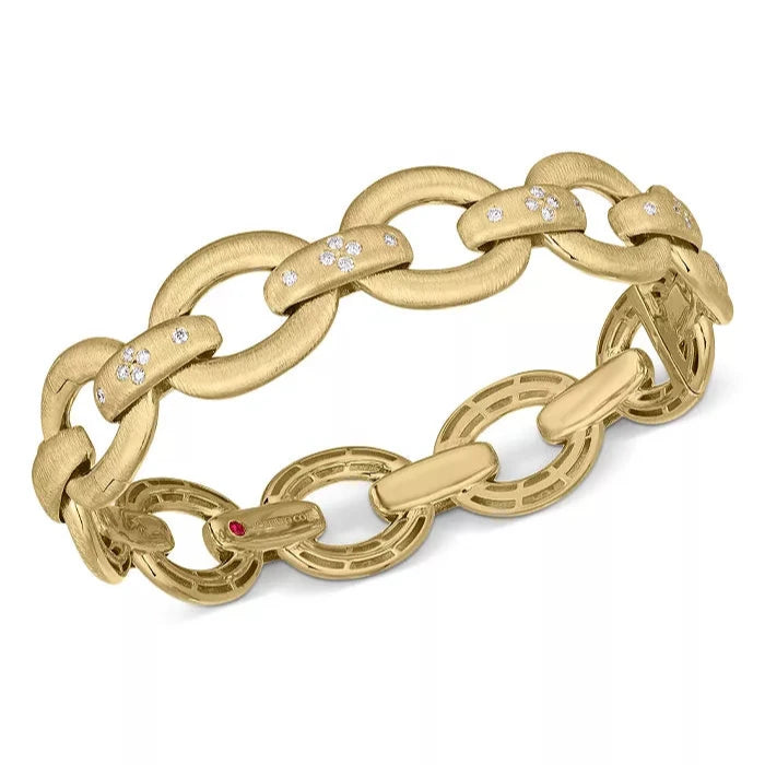 Roberto Coin 18k Gold "Duchessa" Satin Oval Link Bracelet - Skeie's Jewelers
