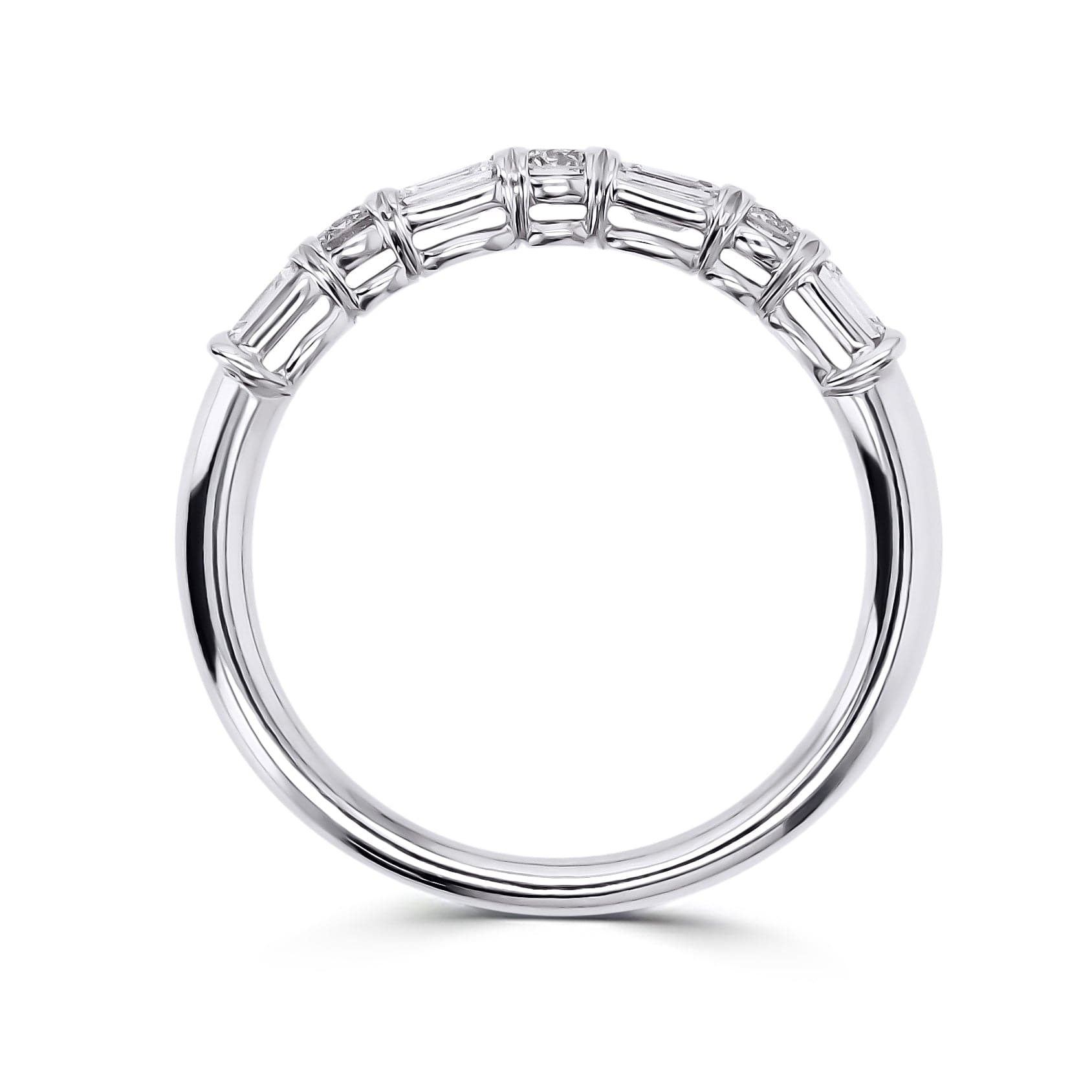 Alternating Emerald & Round Brilliant Diamond Wedding Band - Skeie's Jewelers