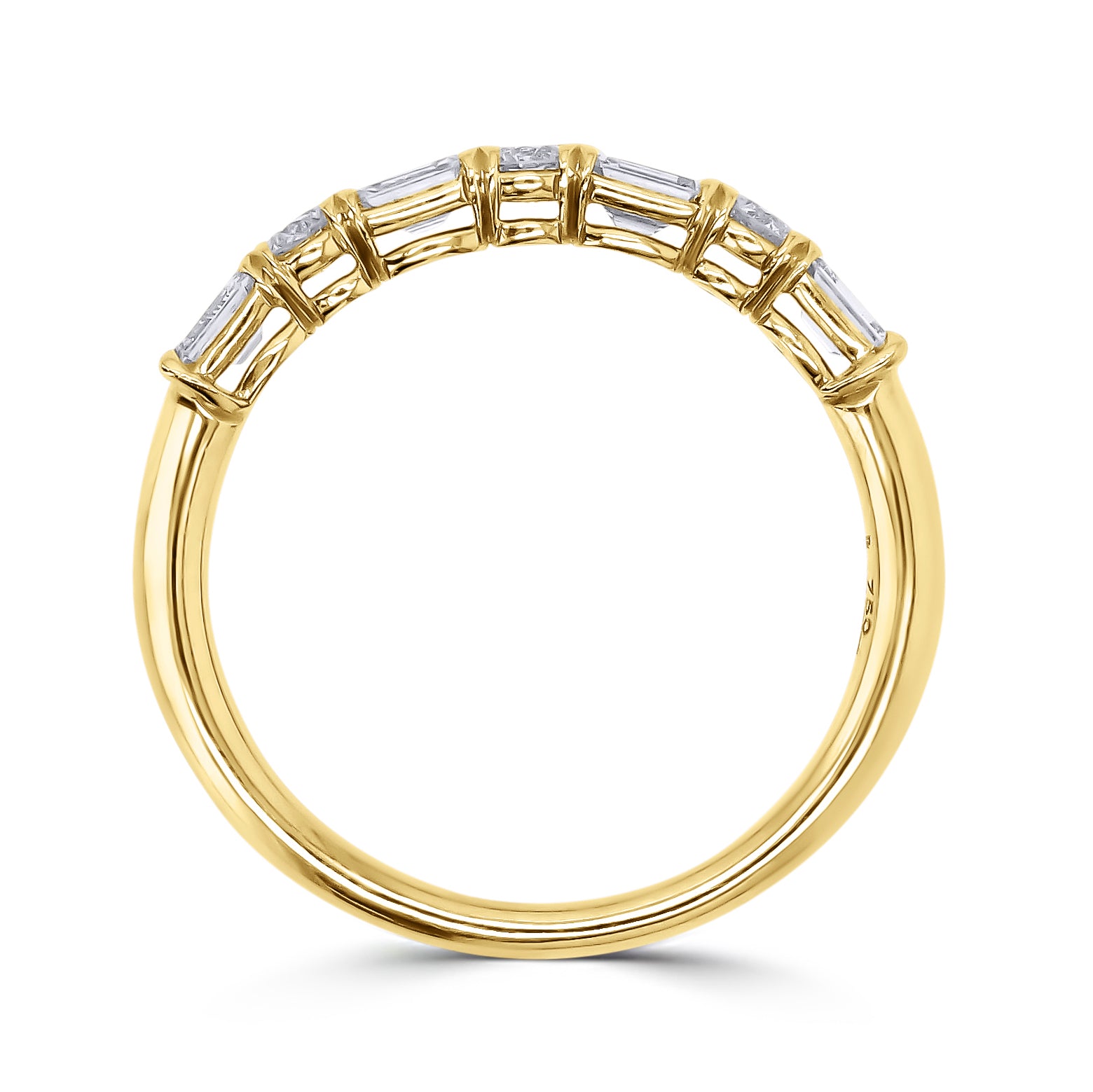 Alternating Emerald & Round Brilliant Diamond Wedding Band - Skeie's Jewelers