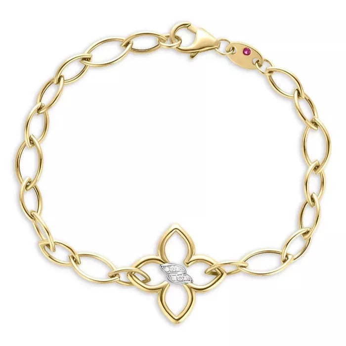 Cialoma Diamond Flower Almond Link Bracelet by Roberto Coin - Skeie's Jewelers
