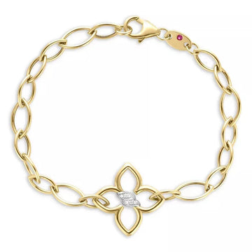 Cialoma Diamond Flower Almond Link Bracelet by Roberto Coin