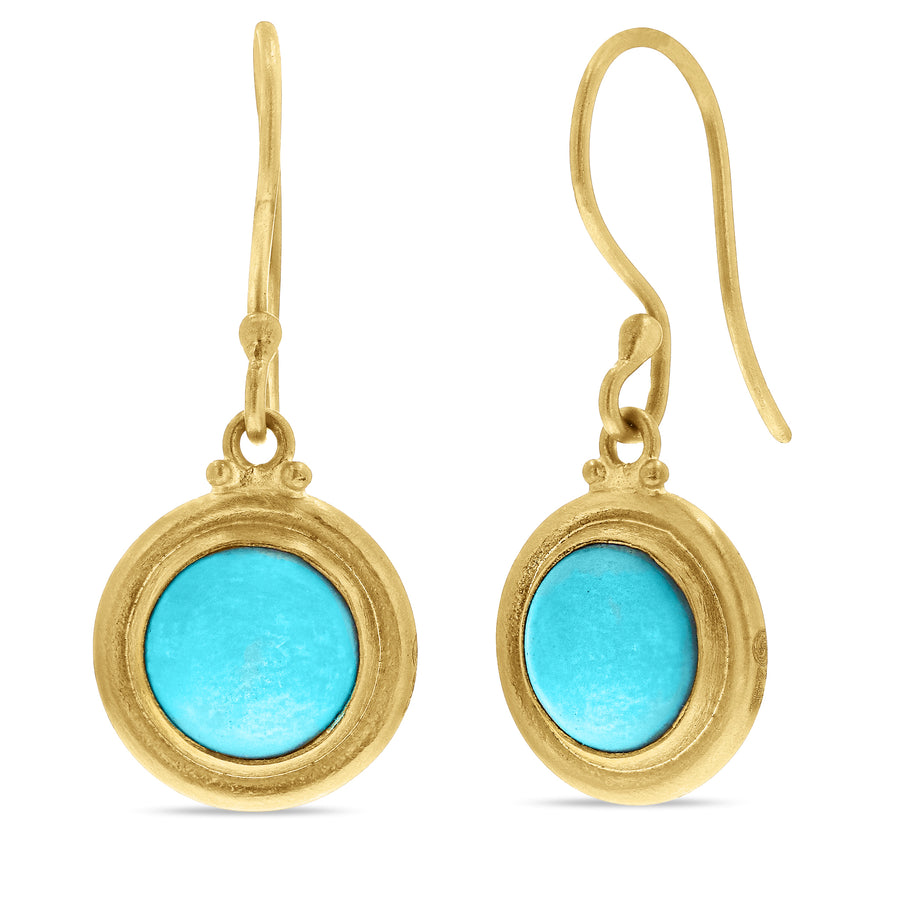 Lika Behar Yellow Gold Turquoise Dangle Earrings