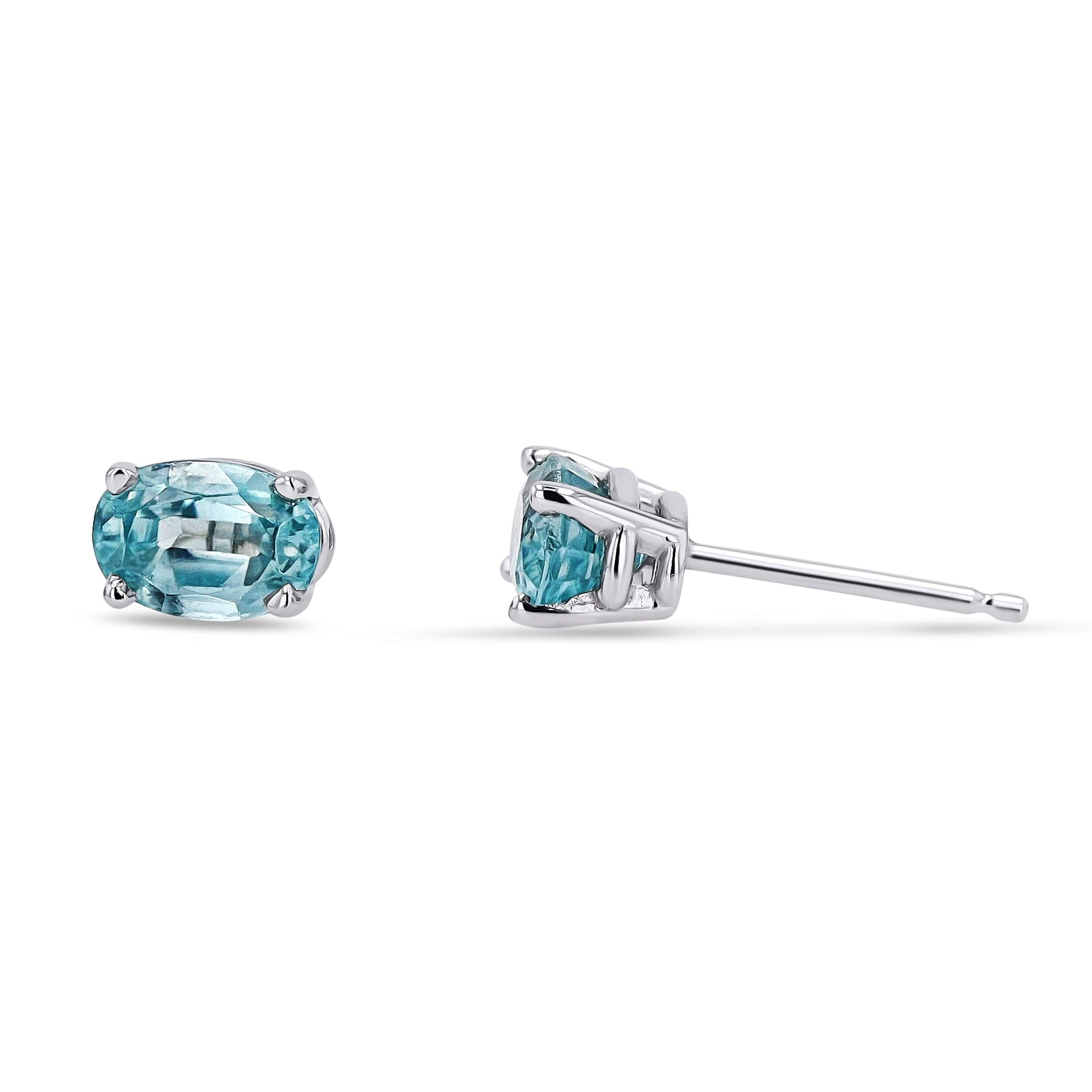 Blue Zircon Stud Earrings in White Gold - Skeie's Jewelers