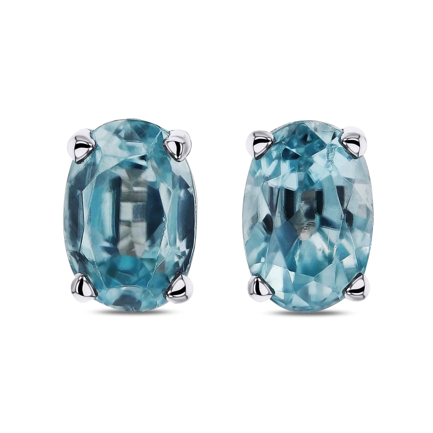 Blue Zircon Stud Earrings in White Gold - Skeie's Jewelers