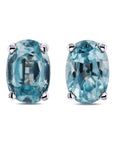 Blue Zircon Stud Earrings in White Gold - Skeie's Jewelers
