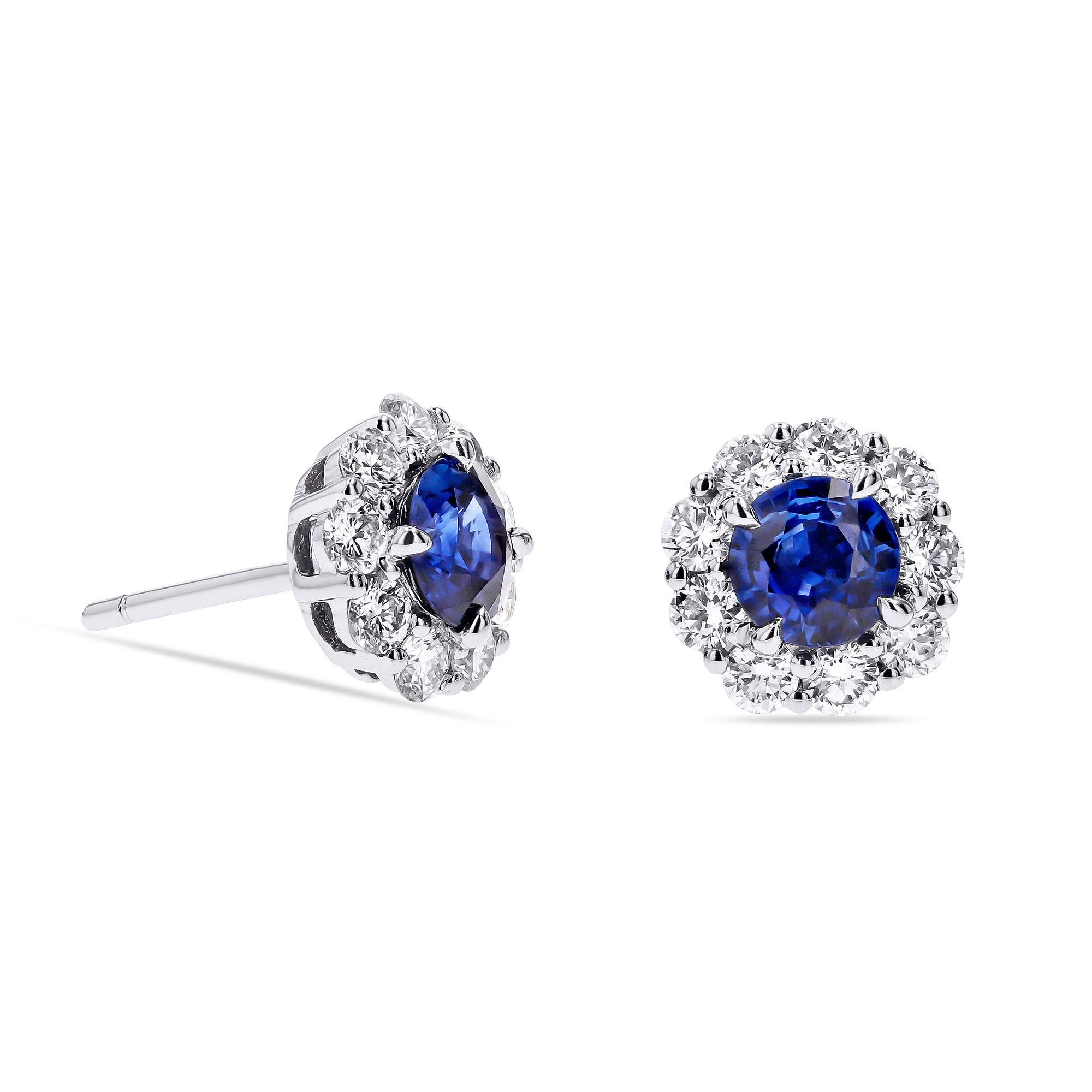 Sapphire and Diamond Halo Studs by Simon G - Skeie's Jewelers