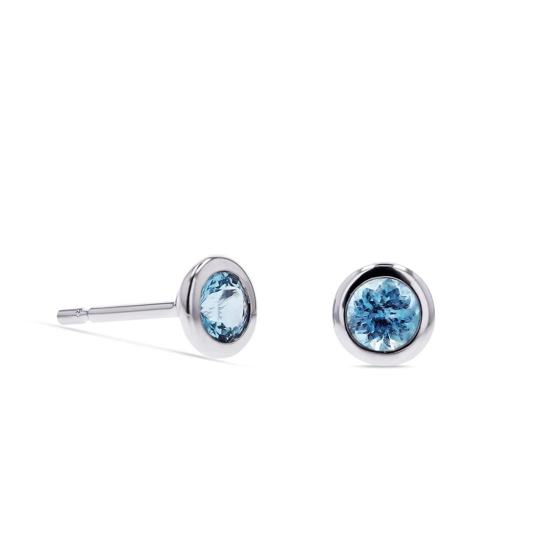 Aquamarine Smooth Bezel-Set Studs