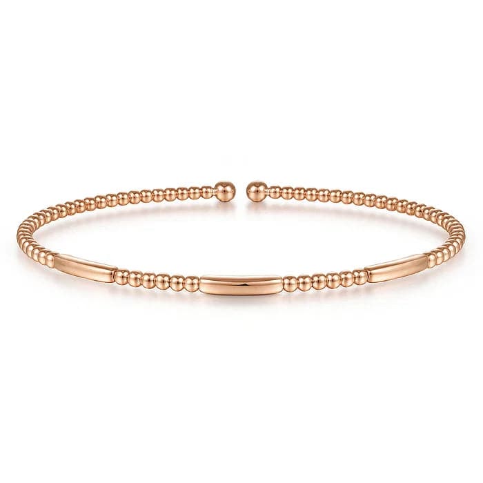 Gabriel & Co. Rose Gold Bujukan Bead Open Bangle - Skeie's Jewelers