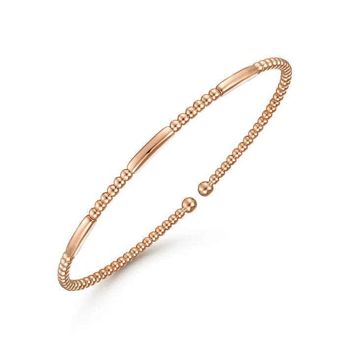 Gabriel &amp; Co. Rose Gold Bujukan Bead Open Bangle - Skeie's Jewelers