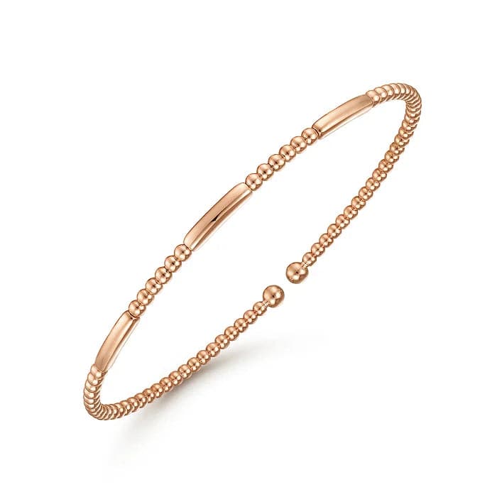 Gabriel & Co. Rose Gold Bujukan Bead Open Bangle