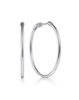 white gold hoop earrings on a white background