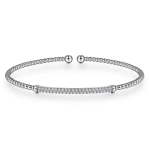 Gabriel & Co. White Gold Bujukan Diamond Bar Split Bangle - Skeie's Jewelers