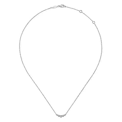 Gabriel & Co. White Gold Curved Diamond Bar Necklace - Skeie's Jewelers