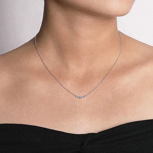 Gabriel & Co. White Gold Curved Diamond Bar Necklace - Skeie's Jewelers