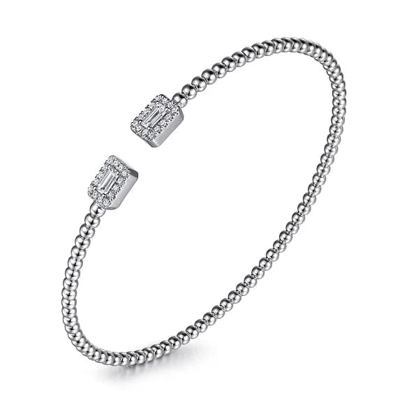 Gabriel & Co. White Gold Diamond Open Cuff Bangle