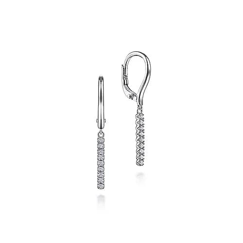 Gabriel & Co. White Gold Diamond Bar Drop Leverback Earrings - Skeie's Jewelers